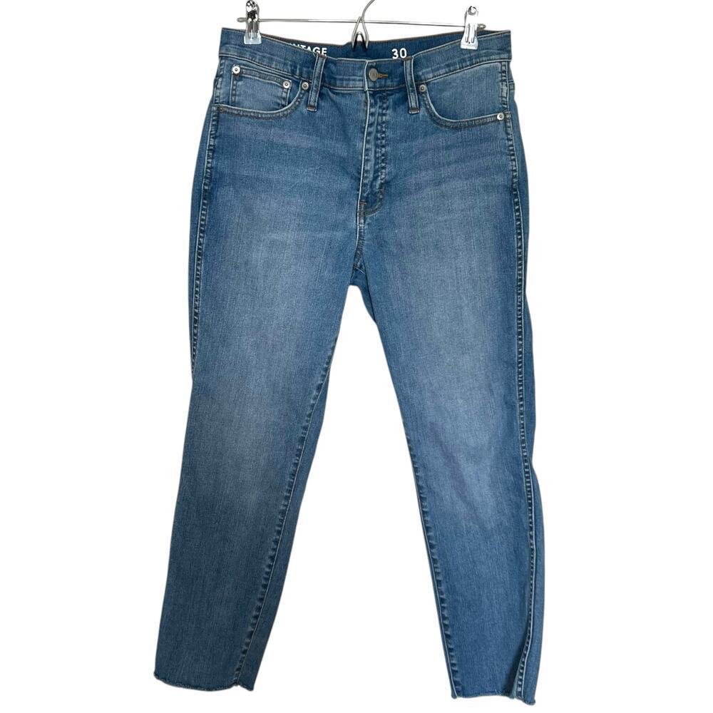 J.Crew 10”’Vintage Slim Straight Jeans Raw‎ Hem Medium Wash Size 30